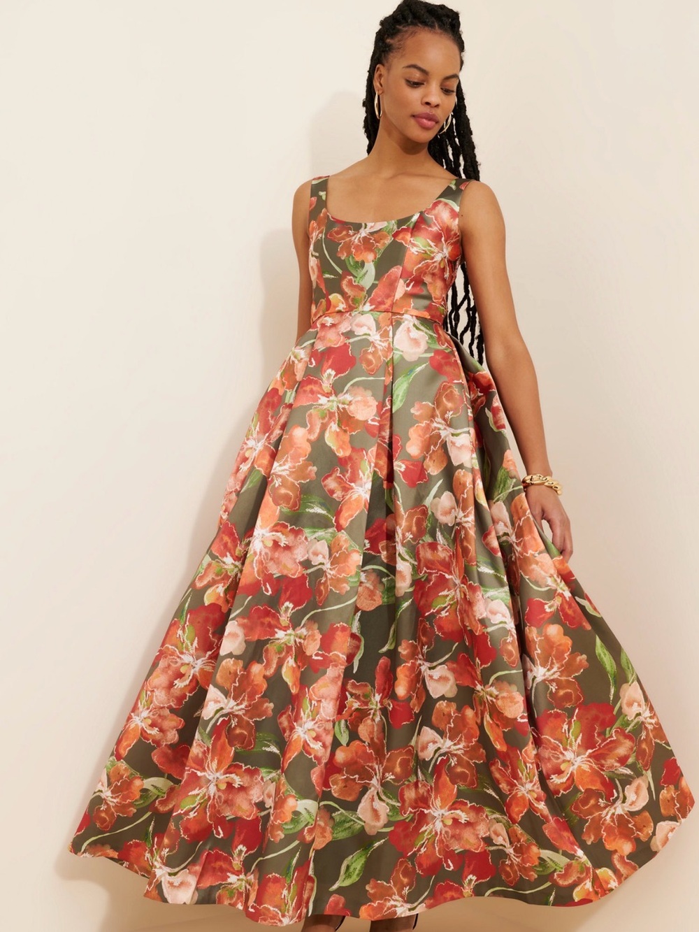Hutch x Anthropologie Floral Taffeta Maxi Dress Size 4